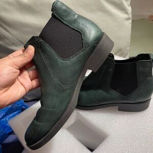 Green Leather Ankle Boots